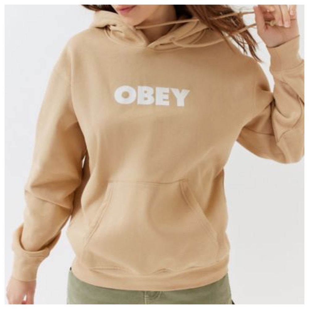 Obey Logo Drawstring Hoodie Sweater